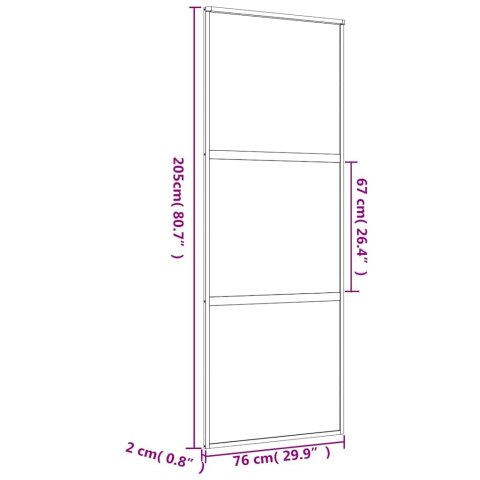 DRZWI PRZESUWNE ZŁOTE 76X205CM PRZEZROCZYSTE SZKŁO ESG