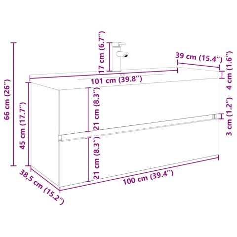 SZAFKA POD UMYWALKĘ Z WBUDOWANĄ UMYWALKĄ I BATERIĄ STARE DREWNO