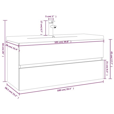 SZAFKA Z UMYWALKĄ SZARY DĄB SONOMA