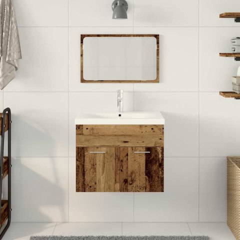 ZESTAWY BRĄZOWY BIAŁY 60X38.5X46CM DREWNO LITE CERAMIKA