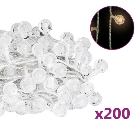 LAMPKI ŚWIĄTECZNE 20M 200 DIOD LED CIEPŁA BIEL 8 FUNKCJI