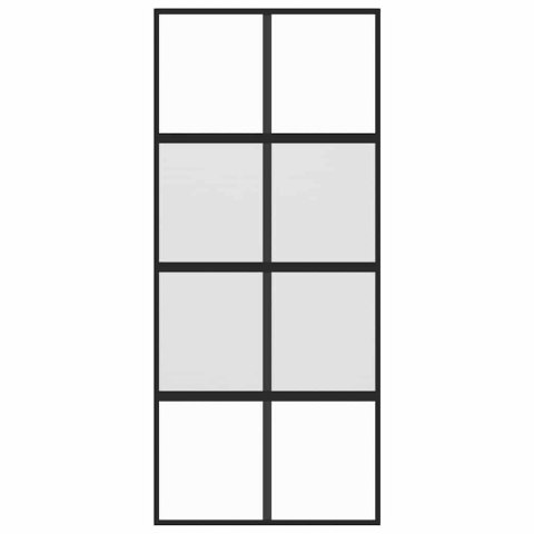 DRZWI PRZESUWNE CZARNE 90X205CM SZKŁO HARTOWANE ALUMINIUM