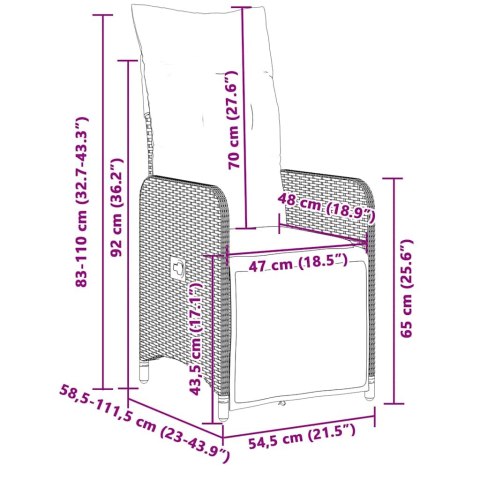 9-CZ. ZESTAW OGRODOWYCH MEBLI BISTRO Z PODUSZKAMI CZARNY