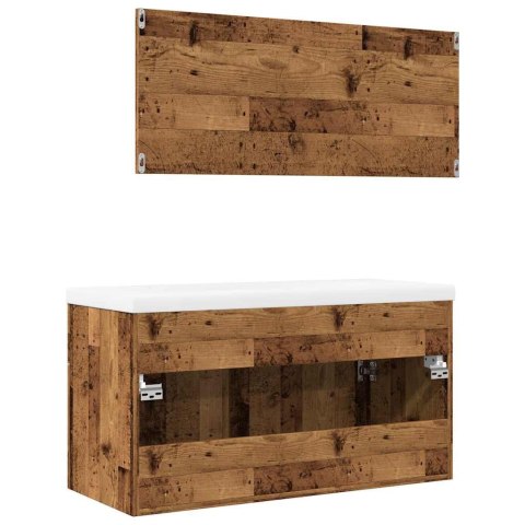 3-CZĘŚCIOWY ZESTAW MEBLI ŁAZIENKOWYCH KOLOR STAREGO DREWNA