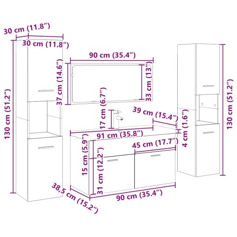 5-CZĘŚCIOWY ZESTAW MEBLI ŁAZIENKOWYCH STARE DREWNO