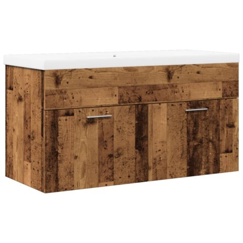 SZAFKA ŁAZIENKOWA Z WBUDOWANĄ UMYWALKĄ STARE DREWNO