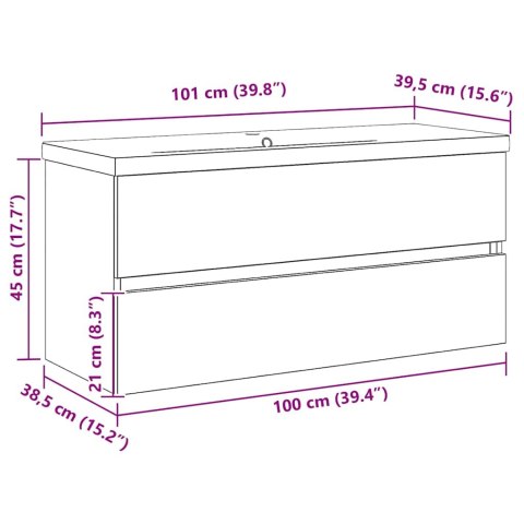SZAFKA POD UMYWALKĘ Z DRZWIAMI CZARNY DĄB 100X39X62CM