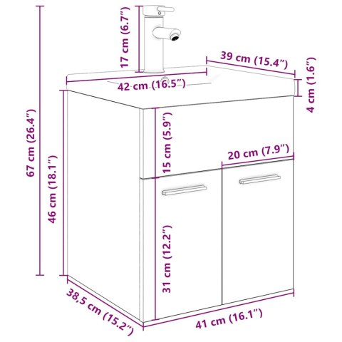 SZAFKA POD UMYWALKĘ Z WBUDOWANĄ UMYWALKĄ I BATERIĄ STARE DREWNO