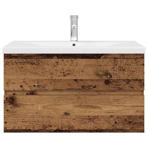 SZAFKA POD UMYWALKĘ Z WBUDOWANĄ UMYWALKĄ I BATERIĄ STARE DREWNO