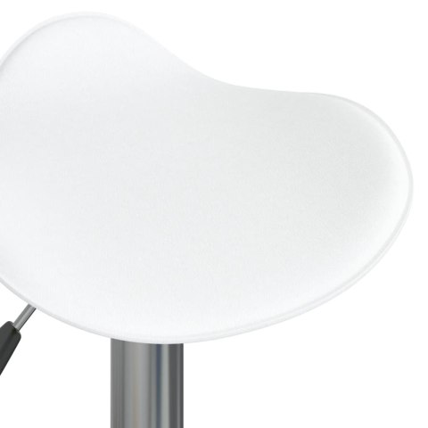 STOŁEK BAROWY BIAŁY CHROMOWANA STAL I SZTUCZNA SKÓRA