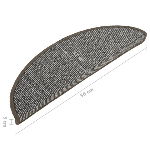 MATY NA SCHODY 15 SZT. 56X17X3CM SZARE PÓŁOKRĄGŁE
