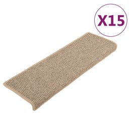 MATY NA SCHODY 15 SZT. 65X21X4CM CIEMNOBEŻOWE PROSTOKĄTNE KRAWĘDZIE