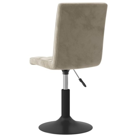 OBROTOWE KRZESŁA STOŁOWE 2 SZT. JASNOSZARE AKSAMITNE