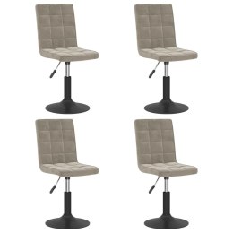 OBROTOWE KRZESŁA STOŁOWE 4 SZT. JASNOSZARE OBITE AKSAMITEM