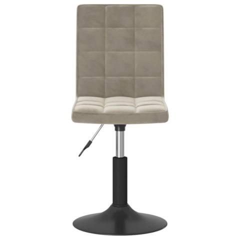 OBROTOWE KRZESŁA STOŁOWE 4 SZT. JASNOSZARE OBITE AKSAMITEM