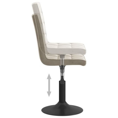 OBROTOWE KRZESŁA STOŁOWE 4 SZT. JASNOSZARE OBITE AKSAMITEM