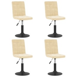 OBROTOWE KRZESŁA STOŁOWE 4 SZT. KREMOWE OBITE AKSAMITEM