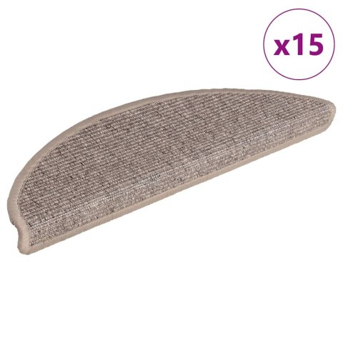 VidaXL Maty na schody 15 szt. 56x17x3 cm Ciemnobeżowe półokrągłe