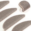 VidaXL Maty na schody 15 szt. 56x17x3 cm Ciemnobeżowe półokrągłe