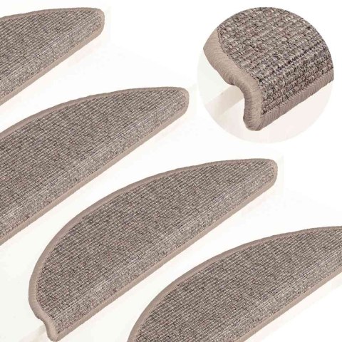 VidaXL Maty na schody 15 szt. 56x17x3 cm Ciemnobeżowe półokrągłe