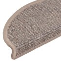 VidaXL Maty na schody 15 szt. 56x17x3 cm Ciemnobeżowe półokrągłe