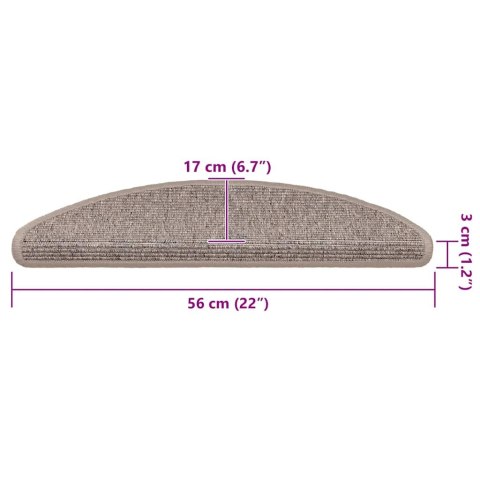 VidaXL Maty na schody 15 szt. 56x17x3 cm Ciemnobeżowe półokrągłe
