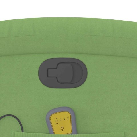 ROZKŁADANY FOTEL MASUJĄCY JASNOZIELONY OBITY AKSAMITEM