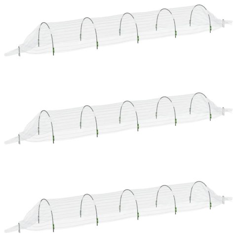 TUNELE OGRODOWE Z SIATKI 3 SZT. 1,5X5 M WŁÓKNO SZKLANE