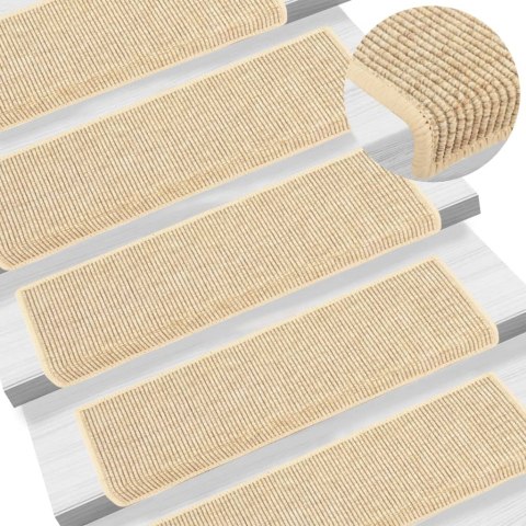 MATY NA SCHODY 15 SZT. 65X21X4CM JASNOBEŻOWE PROSTOKĄTNE KRAWĘDZIE