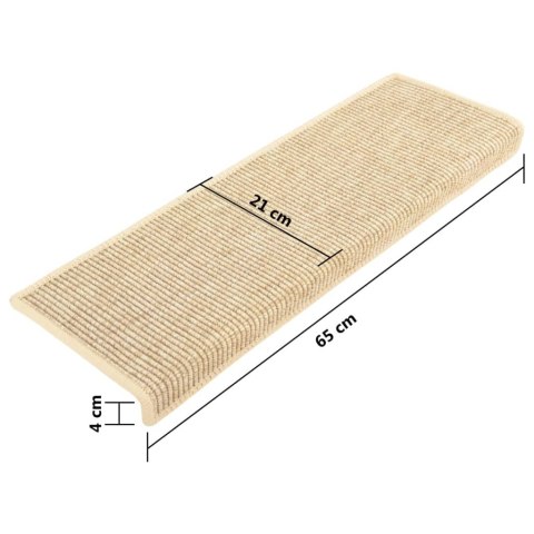 MATY NA SCHODY 15 SZT. 65X21X4CM JASNOBEŻOWE PROSTOKĄTNE KRAWĘDZIE