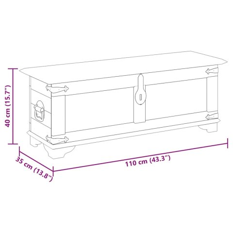 SKRZYNIA Z SUROWEGO DREWNA MANGO 110X35X40CM