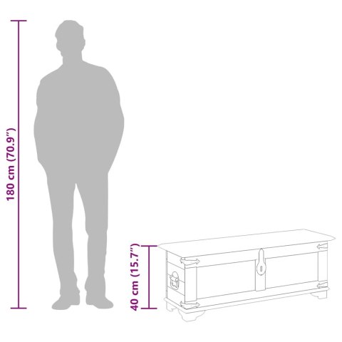 SKRZYNIA Z SUROWEGO DREWNA MANGO 110X35X40CM