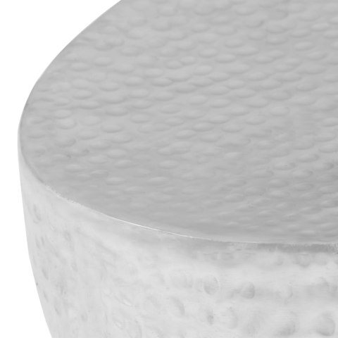 STOLIK DO KAWY Z MŁOTKOWANEGO ALUMINIUM 100X50X28CM SREBRNY