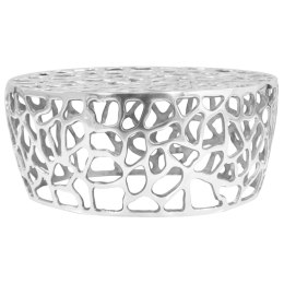 STOLIK DO KAWY Z ODLEWANEGO ALUMINIUM 70X30CM SREBRNY