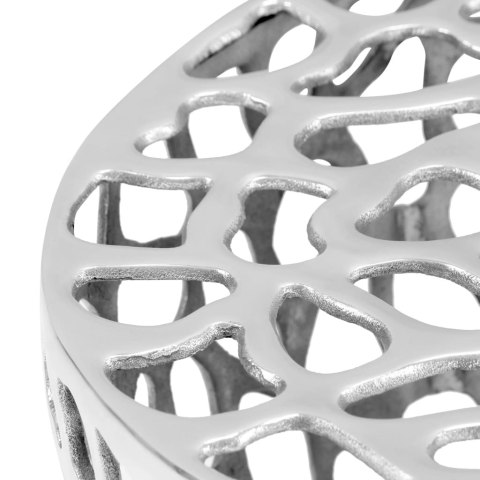 STOLIK DO KAWY Z ODLEWANEGO ALUMINIUM 70X30CM SREBRNY