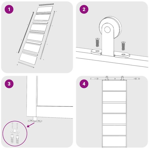 DRZWI PRZESUWNE ZŁOTE 76X205CM MROŻONE SZKŁO ESG ALUMINIUM