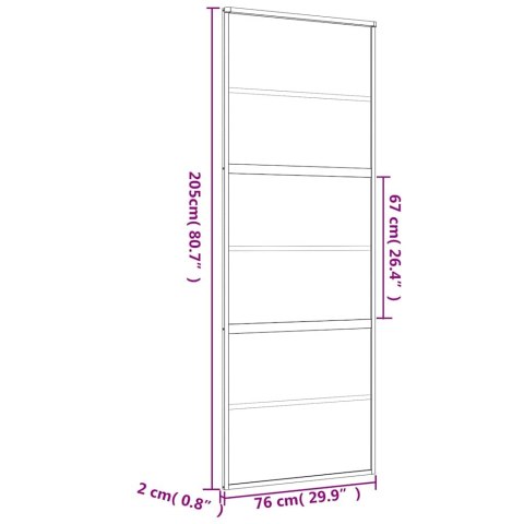 DRZWI PRZESUWNE ZŁOTE 76X205CM MROŻONE SZKŁO ESG ALUMINIUM