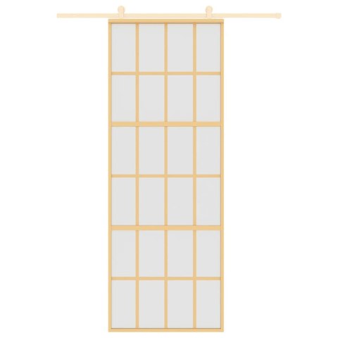 DRZWI PRZESUWNE ZŁOTE 76X205CM MROŻONE SZKŁO ESG ALUMINIUM