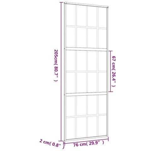 DRZWI PRZESUWNE ZŁOTE 76X205CM MROŻONE SZKŁO ESG ALUMINIUM