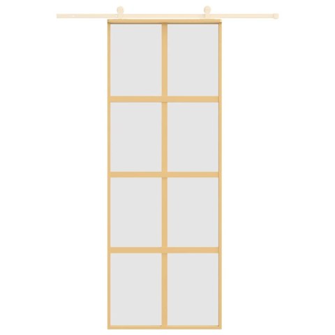 DRZWI PRZESUWNE ZŁOTE 76X205CM MROŻONE SZKŁO ESG ALUMINIUM