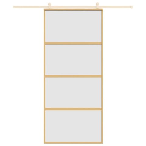 DRZWI PRZESUWNE ZŁOTE 90X205CM MROŻONE SZKŁO ESG ALUMINIUM