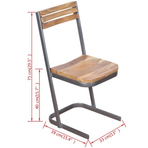 KRZESŁA STOŁOWE 2 SZT. LITE DREWNO TEKOWE