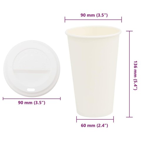 PAPIEROWE KUBKI Z POKRYWKAMI 1000 SZT. 16OZ 400ML