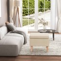 PODNÓŻEK Z DREWNIANYMI NÓŻKAMI KREMOWY OBITY TKANINĄ
