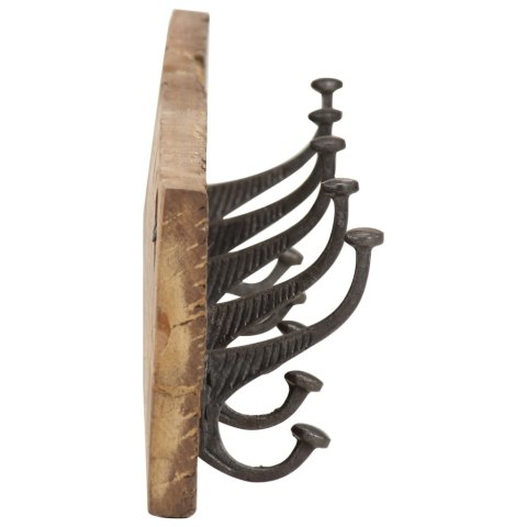 WIESZAK ŚCIENNY Z 5 HACZYKAMI 100X2,5X15CM DREWNO Z ODZYSKU