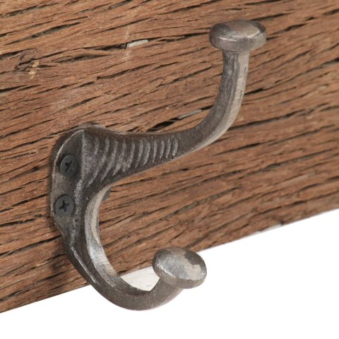 WIESZAK ŚCIENNY Z 5 HACZYKAMI 100X2,5X15CM DREWNO Z ODZYSKU