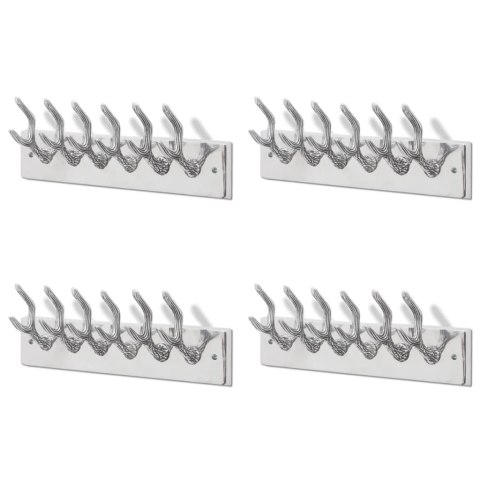 VidaXL Wieszaki na płaszcze, 4 szt., srebrne, aluminiowe