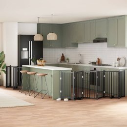 SKŁADANA BRAMKA DLA PSA Z DRZWIAMI 12 PANELI CZARNA 600CM