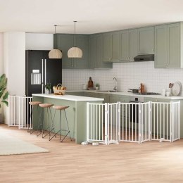 SKŁADANA BRAMKA DLA PSA Z DRZWIAMI 15 PANELI BIAŁA 750CM