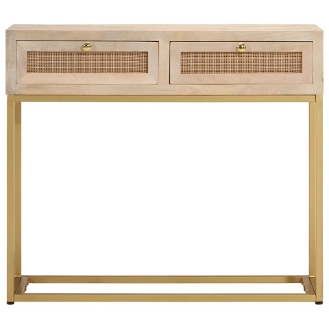 STOLIK KONSOLOWY 90X30X76CM LITE DREWNO MANGO I ŻELAZO